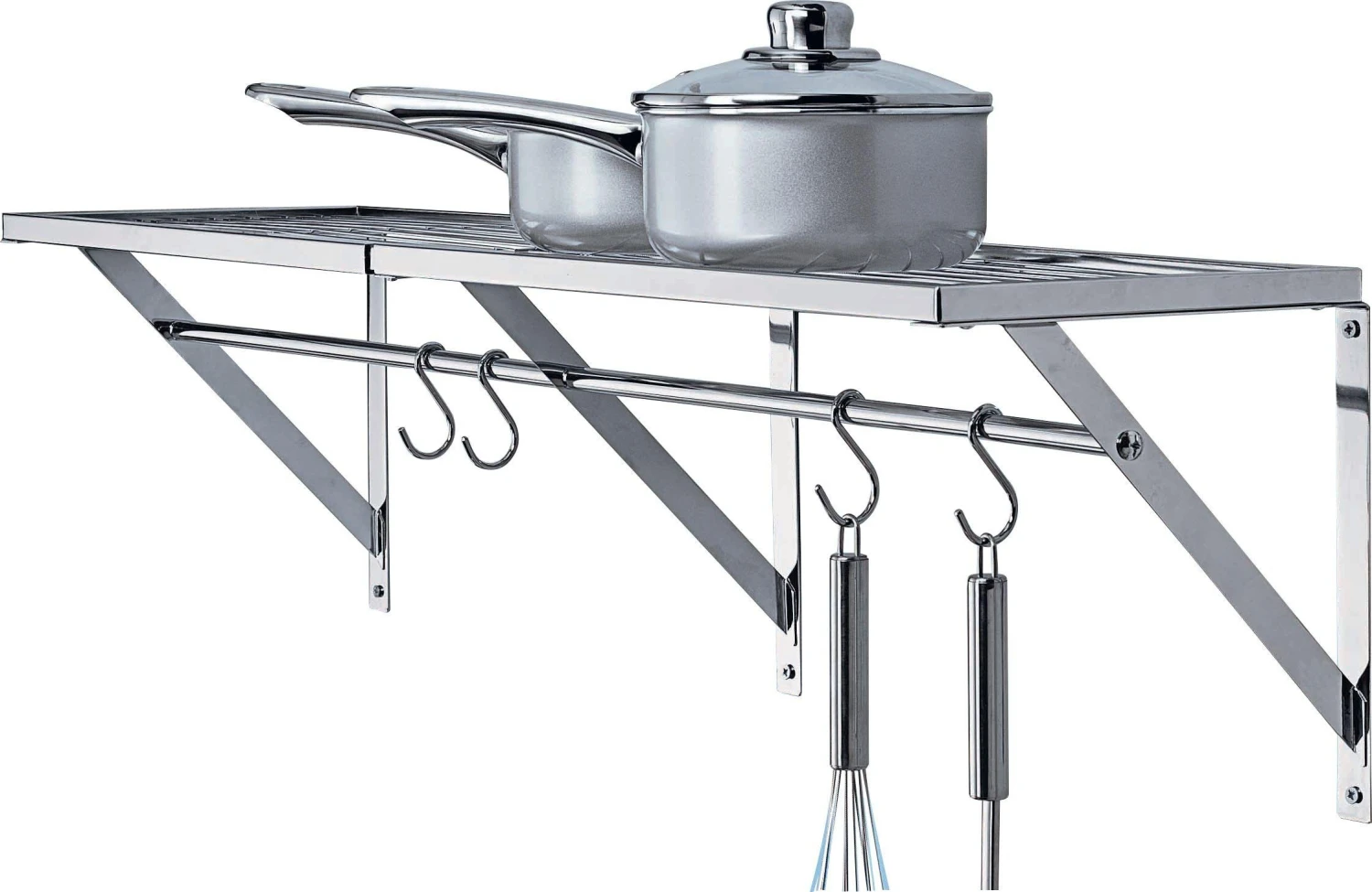 Habitat Chrome Wall Shelf With Hanging Bars 1 Habitat Chrome Wall Shelf With Hanging Bars