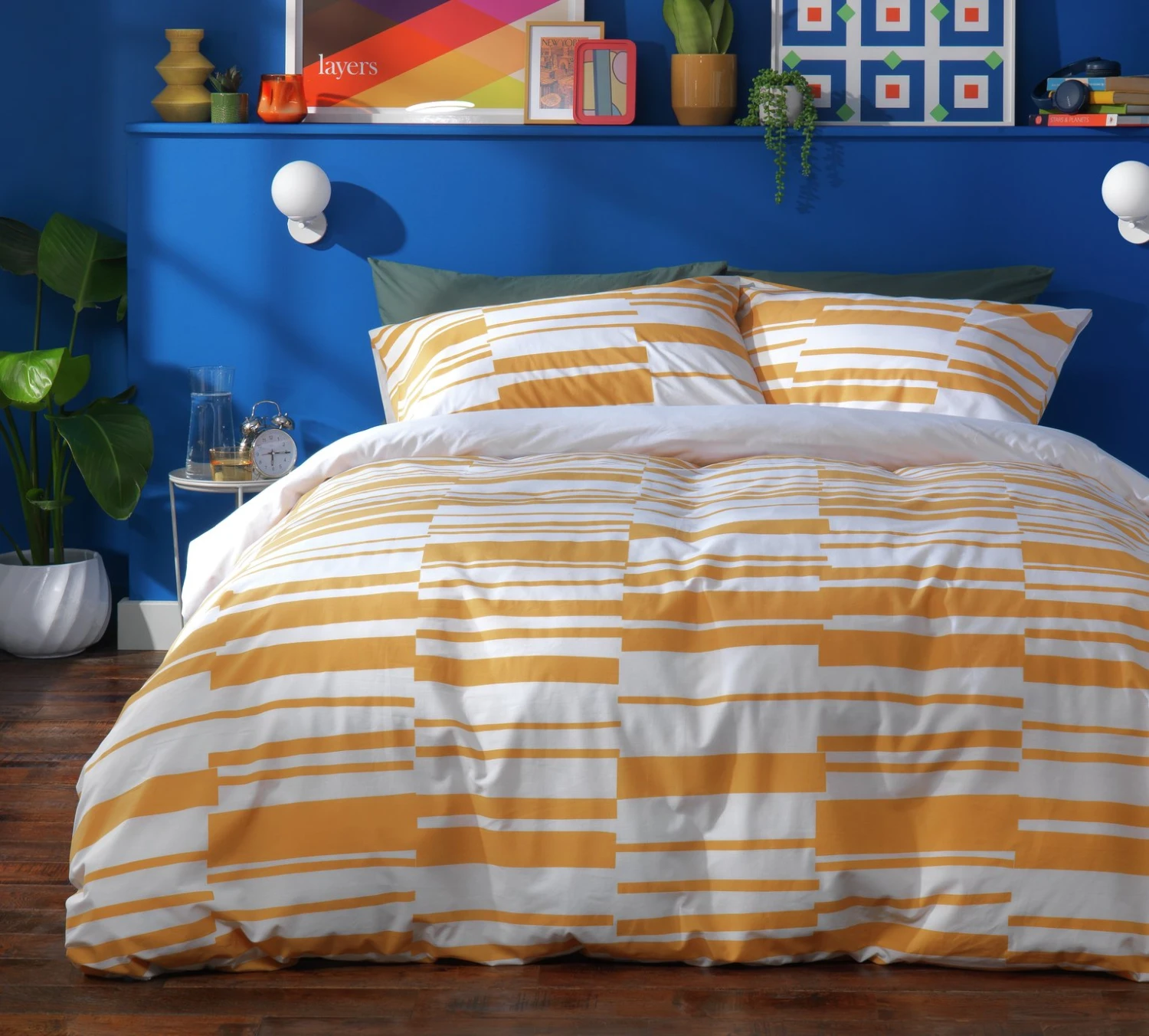 Habitat Stripe Mustard & White Bedding Set - Single 5 Habitat Stripe Mustard & White Bedding Set - Single - Image 5
