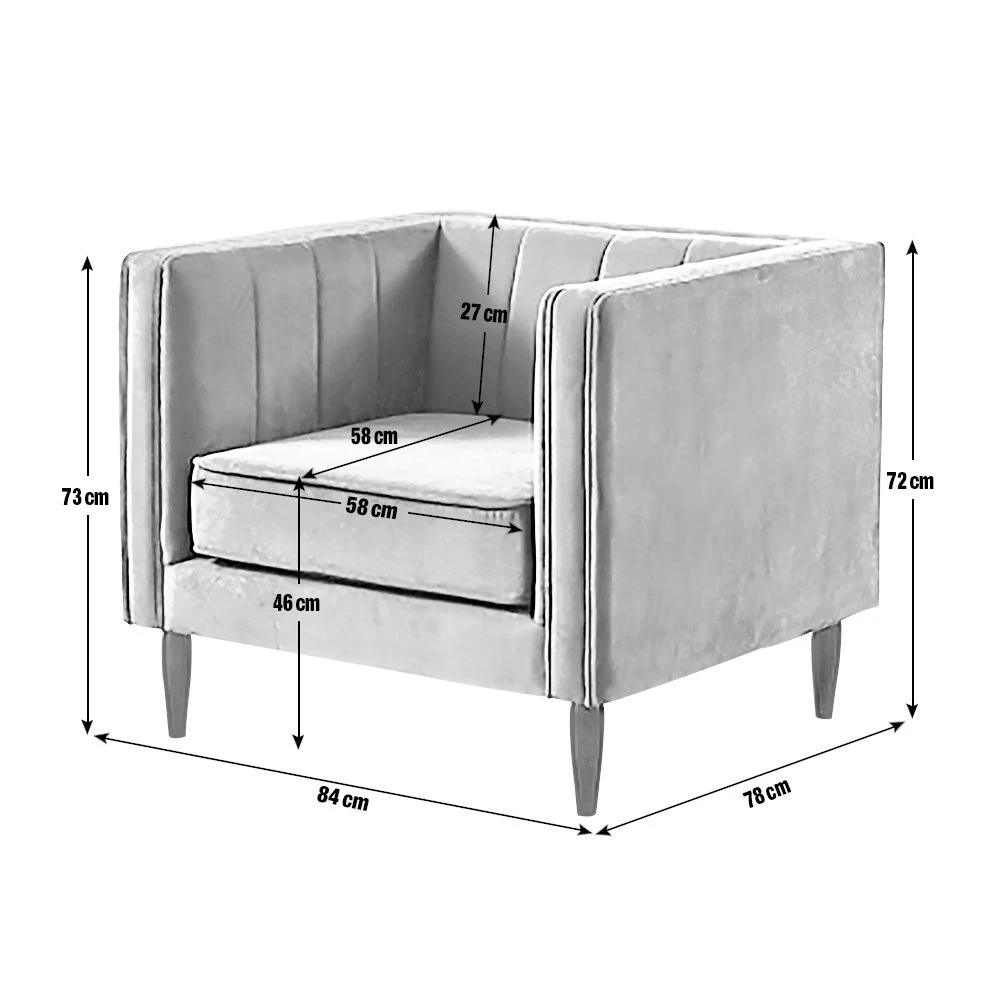 Habitat Vanessa Velvet Armchair - Grey 7 Habitat Vanessa Velvet Armchair - Grey - Image 7