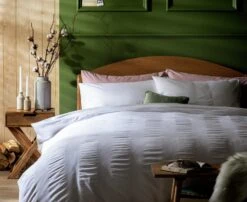 Habitat Cotton 300TC Waffle Striped White Bedding Set-Double -Habitat Store 8612483 R Z004A