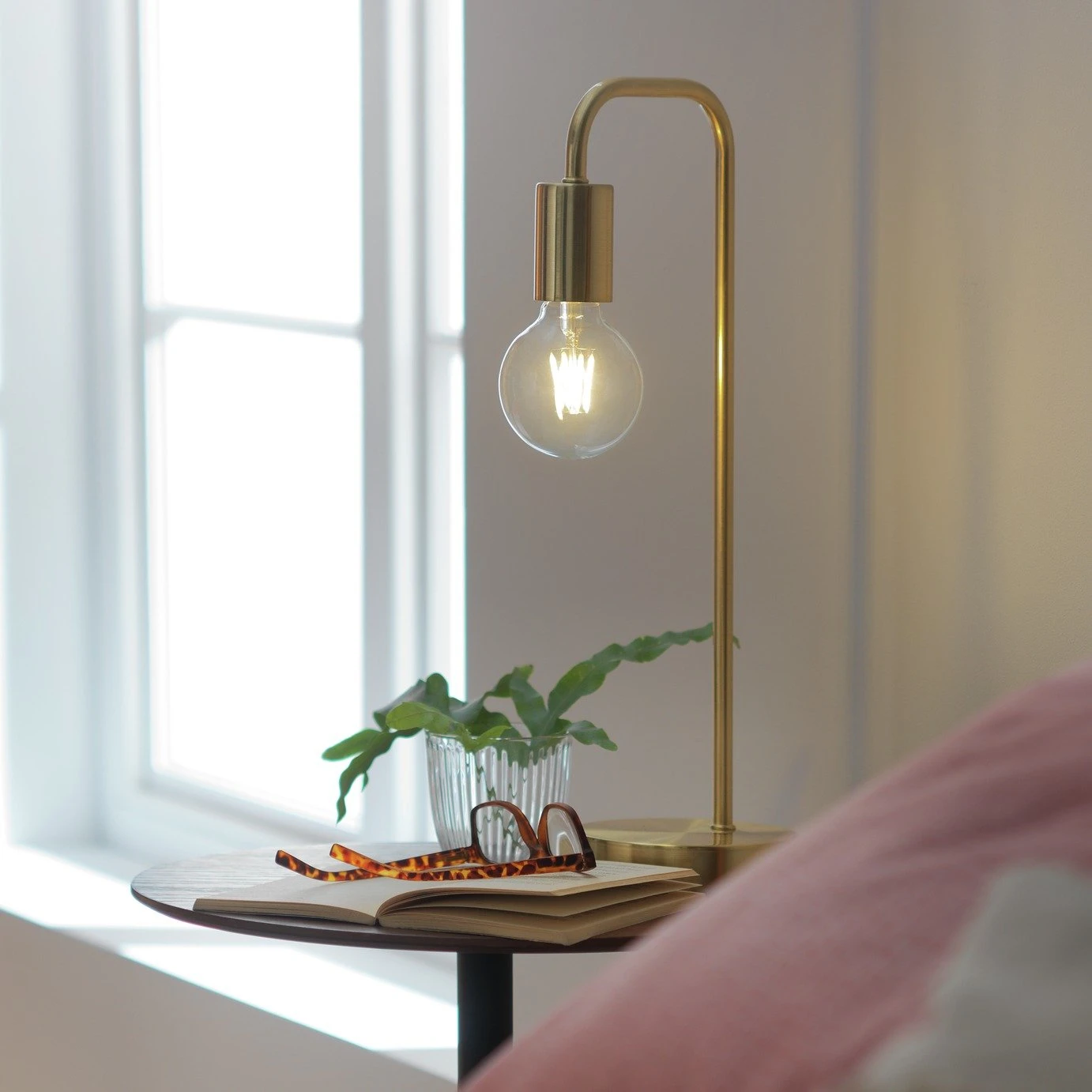 Habitat Rayner Steel LED Table Lamp - Brass 1 Habitat Rayner Steel LED Table Lamp - Brass