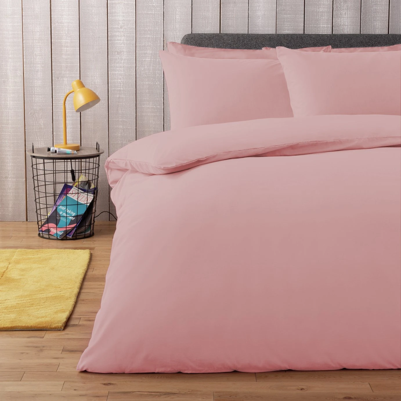 Habitat Cotton Rich Plain Blush Pink Bedding Set - Single 2 Habitat Cotton Rich Plain Blush Pink Bedding Set - Single - Image 2