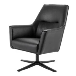 Habitat Rhett Faux Leather Swivel Chair - Black 8 Habitat Rhett Faux Leather Swivel Chair - Black -Habitat Store 8774651 R Z002A
