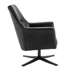 Habitat Rhett Faux Leather Swivel Chair - Black 10 Habitat Rhett Faux Leather Swivel Chair - Black -Habitat Store 8774651 R Z004A