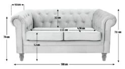 Habitat Chesterfield Velvet 2 Seater Sofa - Blue 12 Habitat Chesterfield Velvet 2 Seater Sofa - Blue -Habitat Store 8817109 R E001