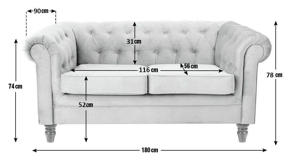 Habitat Chesterfield Velvet 2 Seater Sofa - Blue 4 Habitat Chesterfield Velvet 2 Seater Sofa - Blue - Image 4