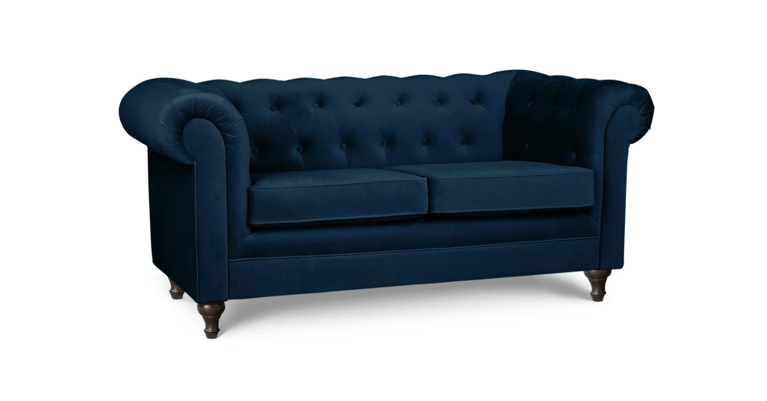 Habitat Chesterfield Velvet 2 Seater Sofa - Blue 5 Habitat Chesterfield Velvet 2 Seater Sofa - Blue - Image 5