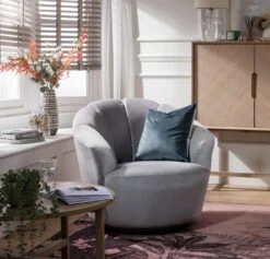 Habitat Ezra Velvet Swivel Chair - Light Grey 13 Habitat Ezra Velvet Swivel Chair - Light Grey -Habitat Store 8819372 R Z002C