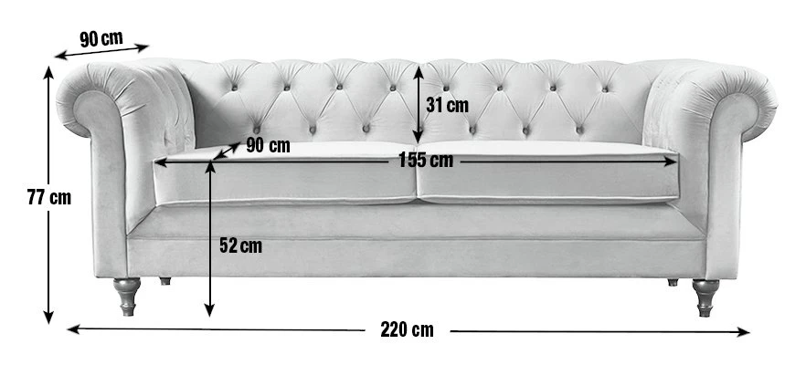 Habitat Chesterfield Velvet 3 Seater Sofa - Blue 4 Habitat Chesterfield Velvet 3 Seater Sofa - Blue - Image 4