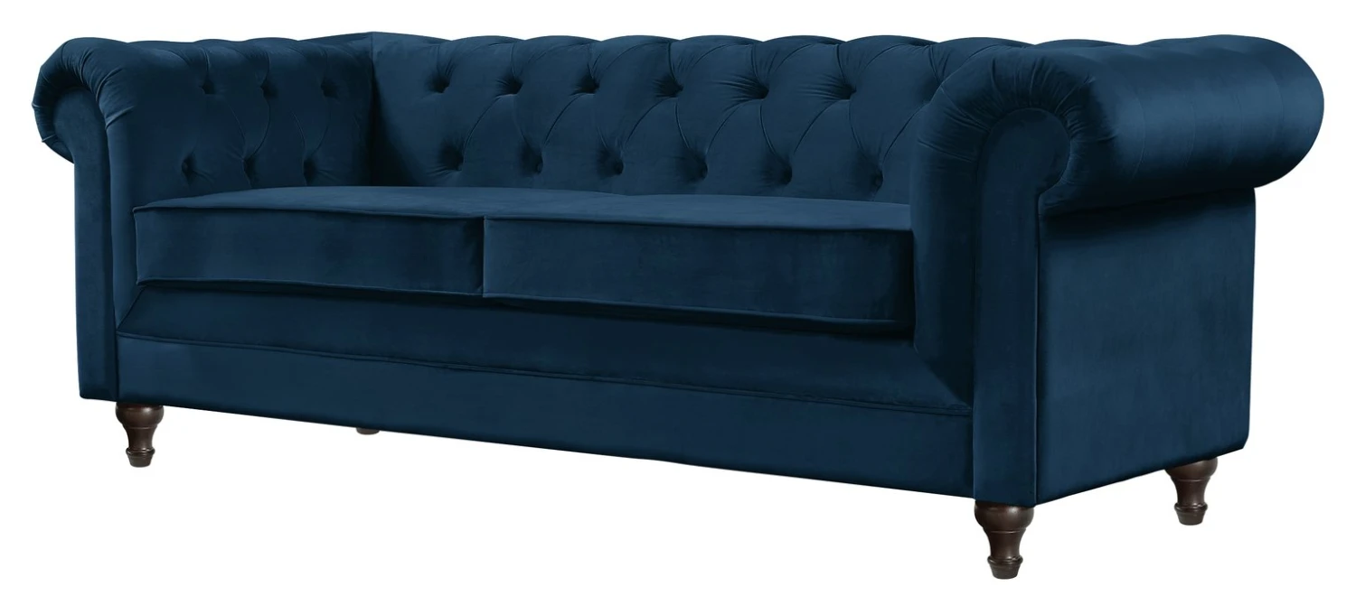 Habitat Chesterfield Velvet 3 Seater Sofa - Blue 5 Habitat Chesterfield Velvet 3 Seater Sofa - Blue - Image 5