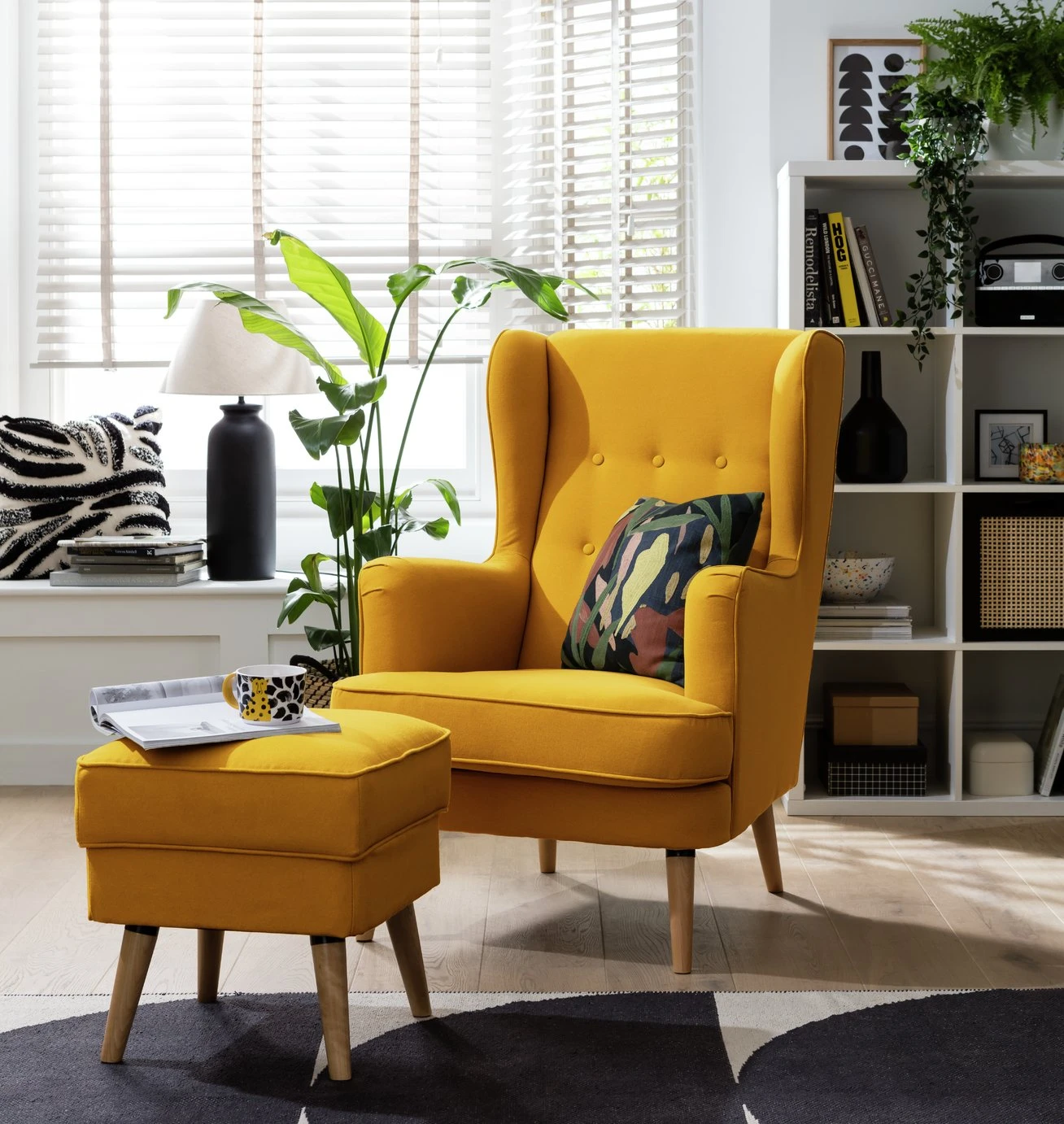 Habitat Callie Fabric Wingback Chair - Mustard 11 Habitat Callie Fabric Wingback Chair - Mustard - Image 11