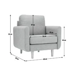 Habitat Remi Fabric Armchair In A Box - Light Grey -Habitat Store 8896395 R Z020A