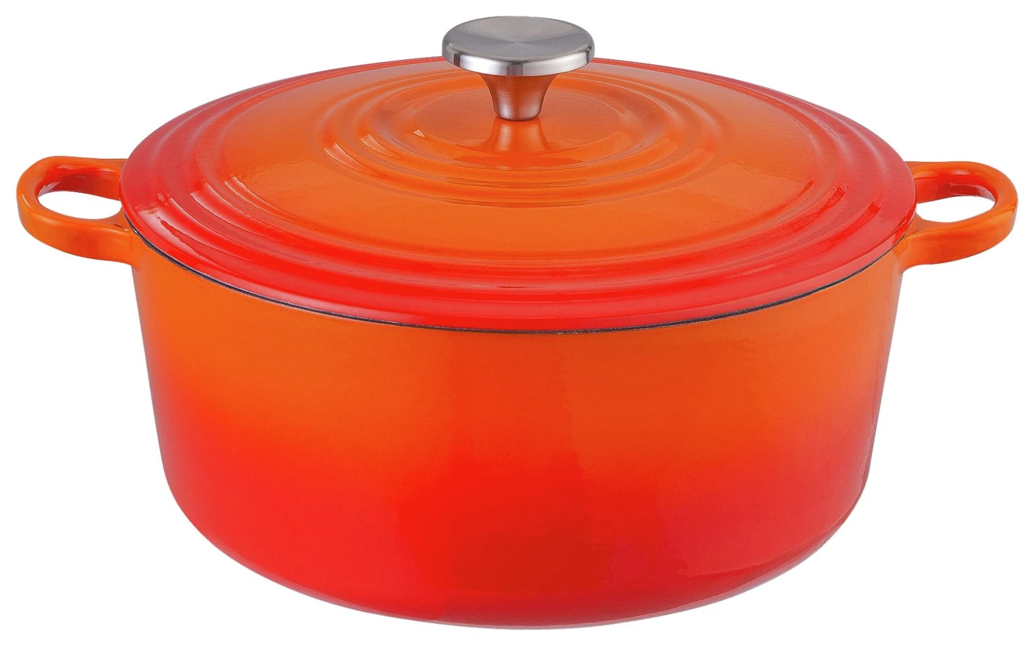 Habitat 5.3 Litre Cast Iron Casserole Dish - Orange 1 Habitat 5.3 Litre Cast Iron Casserole Dish - Orange