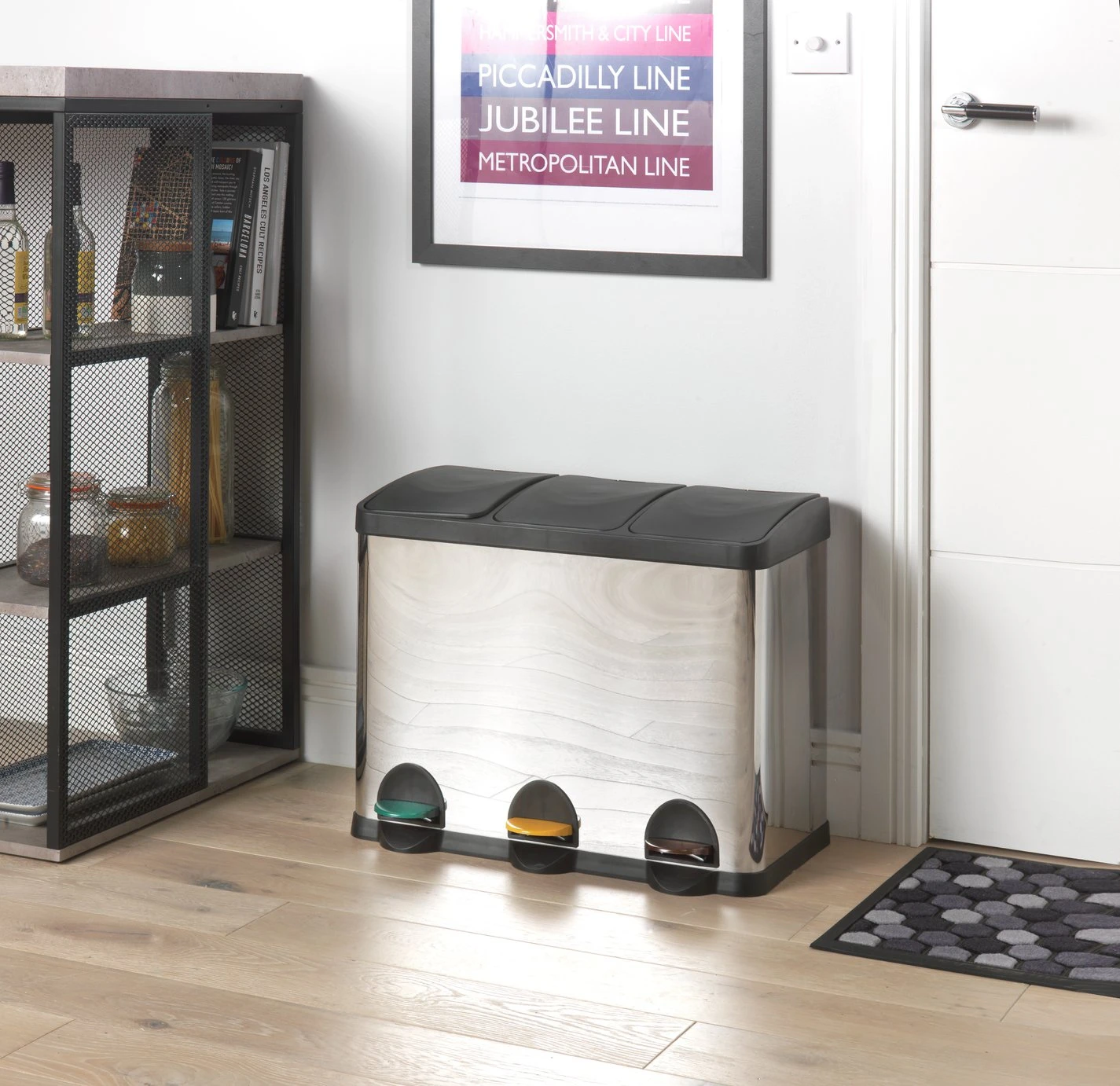 Habitat 45 Litre Triple Compartment Recycling Bin 2 Habitat 45 Litre Triple Compartment Recycling Bin - Image 2