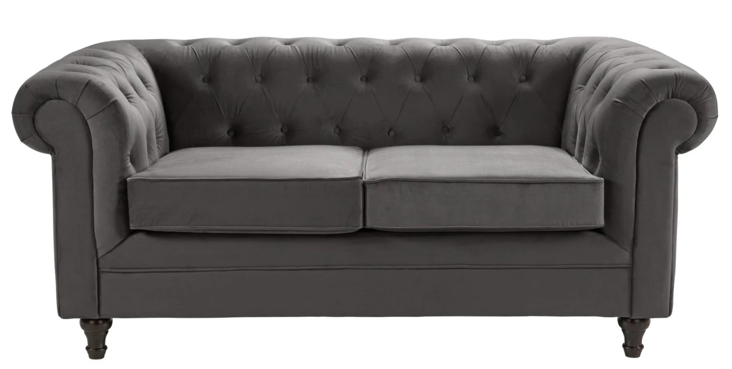 Habitat Chesterfield Velvet 2 Seater Sofa - Charcoal 1 Habitat Chesterfield Velvet 2 Seater Sofa - Charcoal