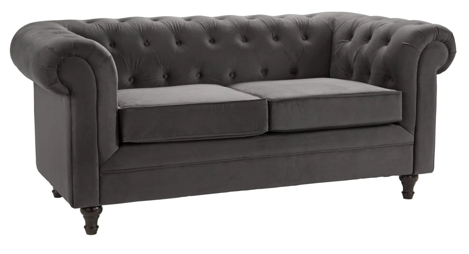 Habitat Chesterfield Velvet 2 Seater Sofa - Charcoal 7 Habitat Chesterfield Velvet 2 Seater Sofa - Charcoal - Image 7