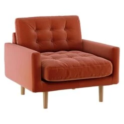 Habitat Fenner Velvet Fabric Armchair - Orange 14 Habitat Fenner Velvet Fabric Armchair - Orange -Habitat Store 8962982 R Z002A