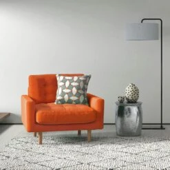 Habitat Fenner Velvet Fabric Armchair - Orange 19 Habitat Fenner Velvet Fabric Armchair - Orange -Habitat Store 8962982 R Z002C