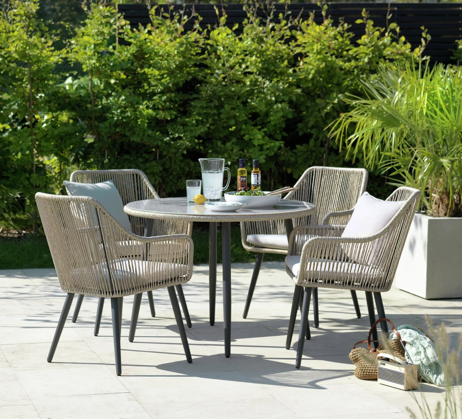 Habitat Malta 4 Seater Rattan Effect Patio Set - Natural 1 Habitat Malta 4 Seater Rattan Effect Patio Set - Natural