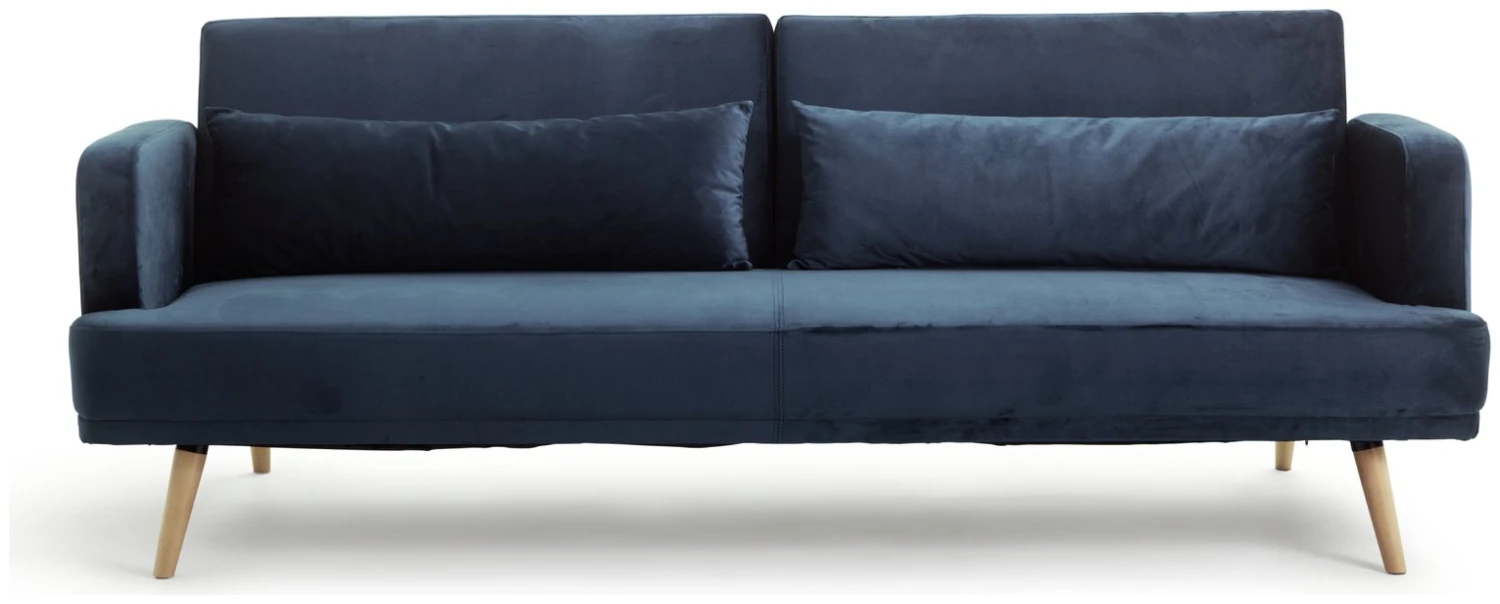 Habitat Andy 3 Seater Velvet Clic Clac Sofa Bed - Blue 1 Habitat Andy 3 Seater Velvet Clic Clac Sofa Bed - Blue