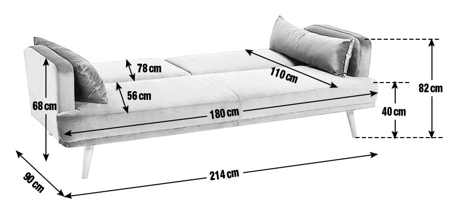 Habitat Andy 3 Seater Velvet Clic Clac Sofa Bed - Blue 4 Habitat Andy 3 Seater Velvet Clic Clac Sofa Bed - Blue - Image 4