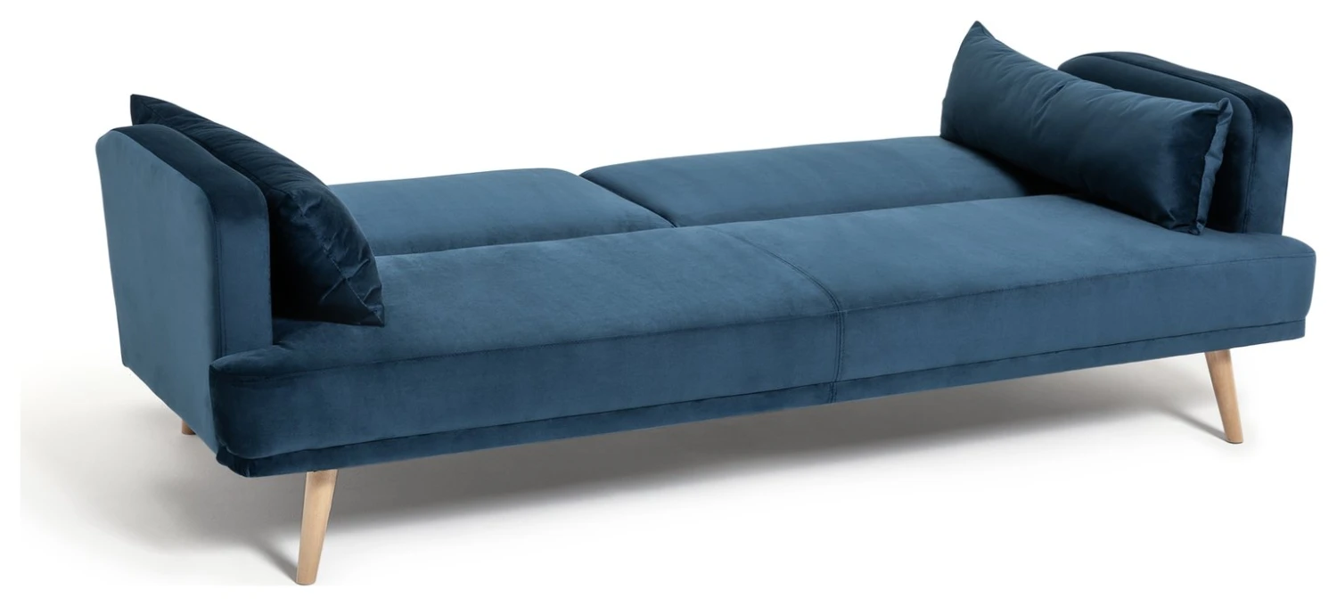 Habitat Andy 3 Seater Velvet Clic Clac Sofa Bed - Blue 5 Habitat Andy 3 Seater Velvet Clic Clac Sofa Bed - Blue - Image 5