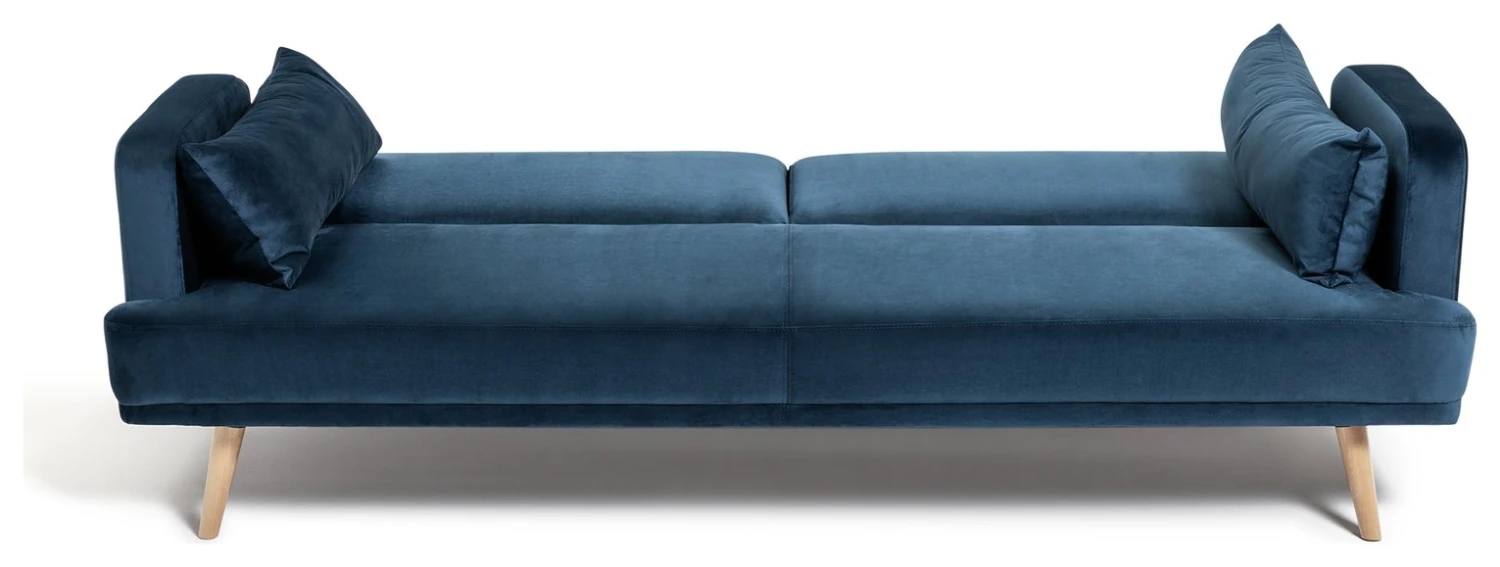 Habitat Andy 3 Seater Velvet Clic Clac Sofa Bed - Blue 7 Habitat Andy 3 Seater Velvet Clic Clac Sofa Bed - Blue - Image 7