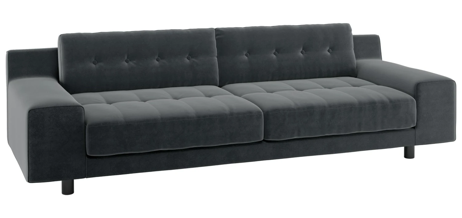Habitat Hendricks Velvet 4 Seater Sofa - Dark Grey 7 Habitat Hendricks Velvet 4 Seater Sofa - Dark Grey - Image 7