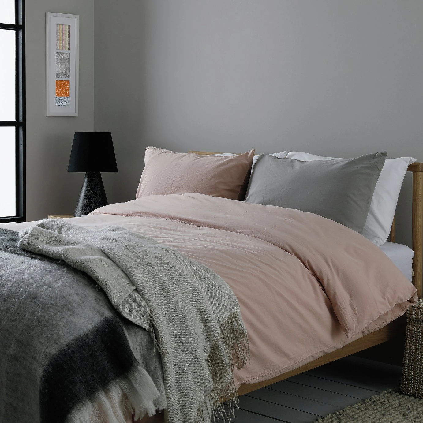 Habitat Washed Plain Pink Fitted Sheet - Double 2 Habitat Washed Plain Pink Fitted Sheet - Double - Image 2