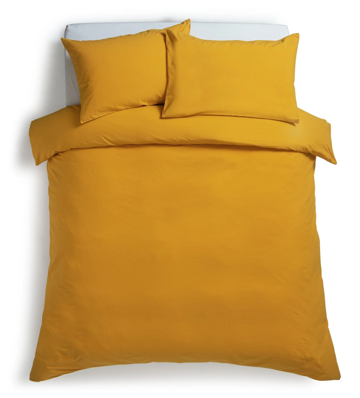 Habitat Stonewashed Cotton Plain Mustard Bedding Set -Double 1 Habitat Stonewashed Cotton Plain Mustard Bedding Set -Double