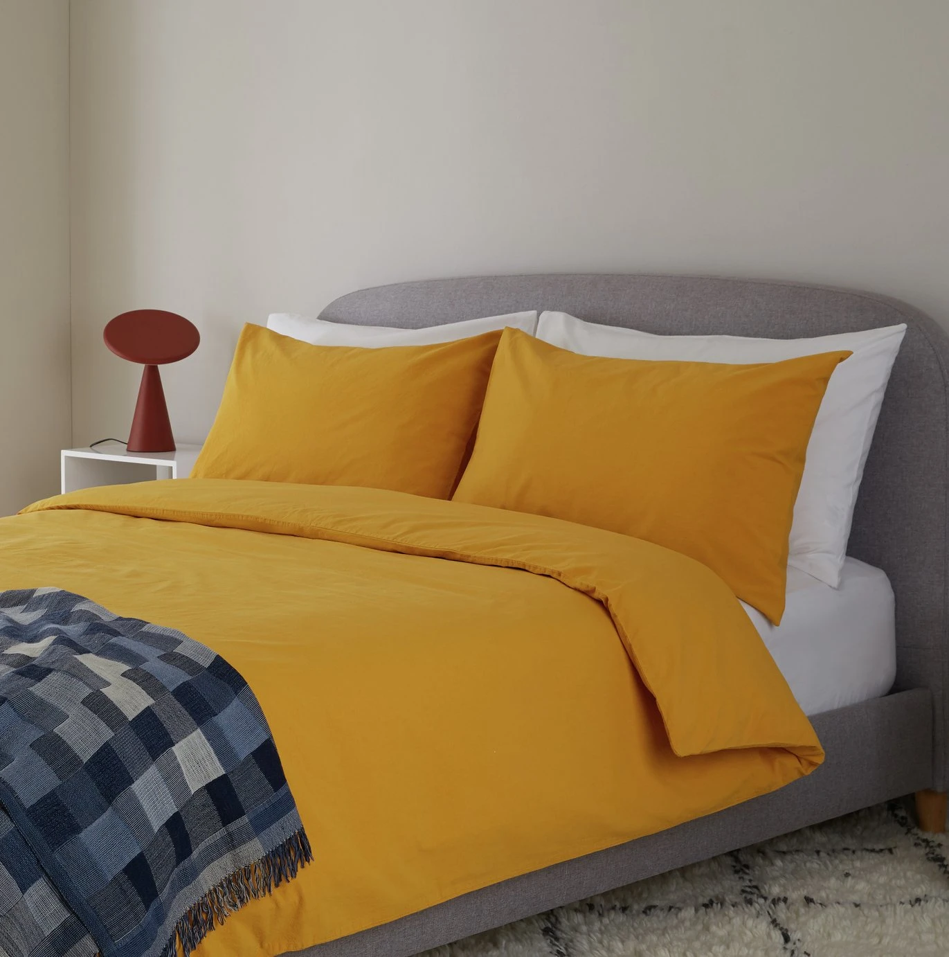 Habitat Stonewashed Cotton Plain Mustard Bedding Set -Double 2 Habitat Stonewashed Cotton Plain Mustard Bedding Set -Double - Image 2