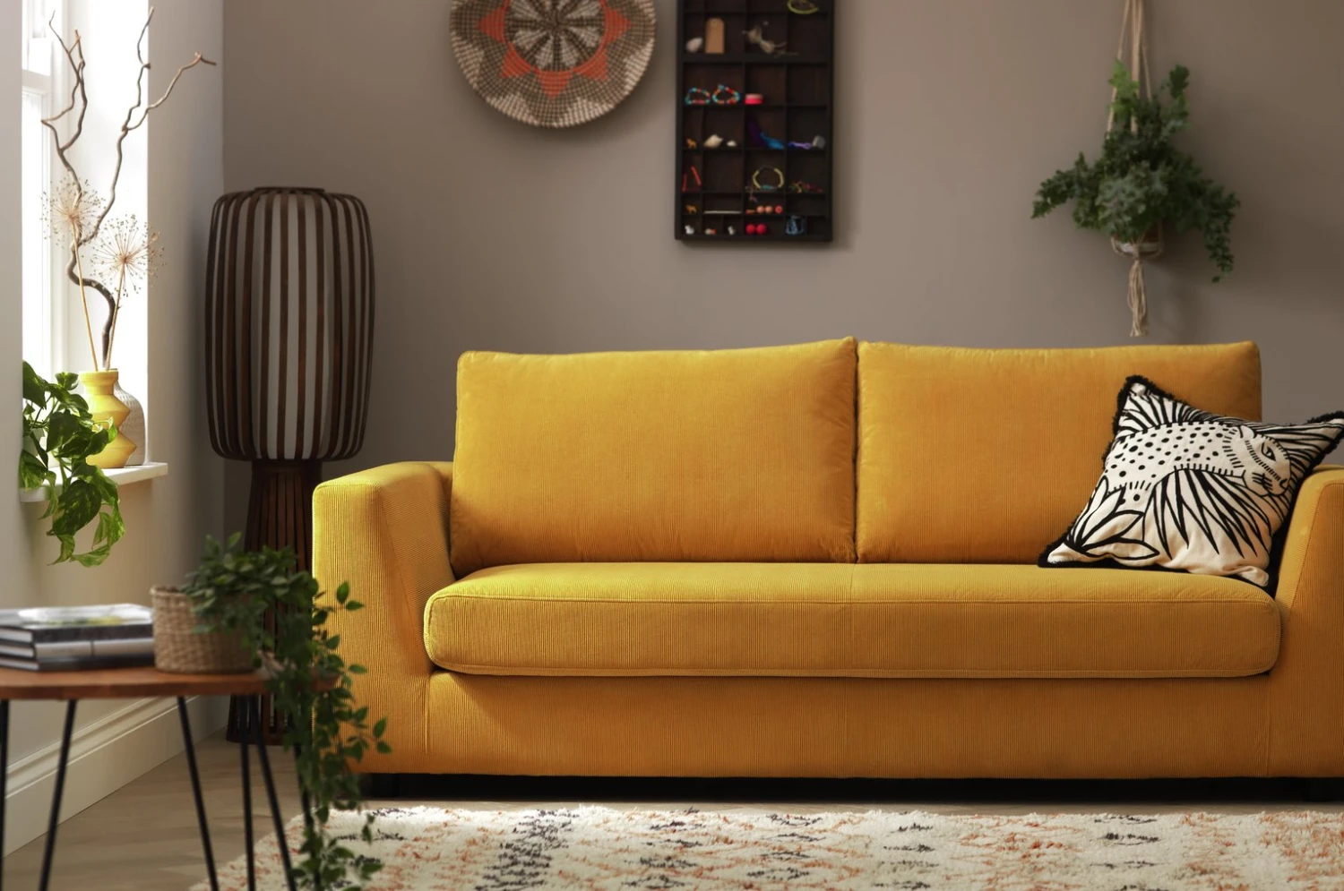 Habitat Brixley Fabric 3 Seater Sofa - Yellow 2 Habitat Brixley Fabric 3 Seater Sofa - Yellow - Image 2