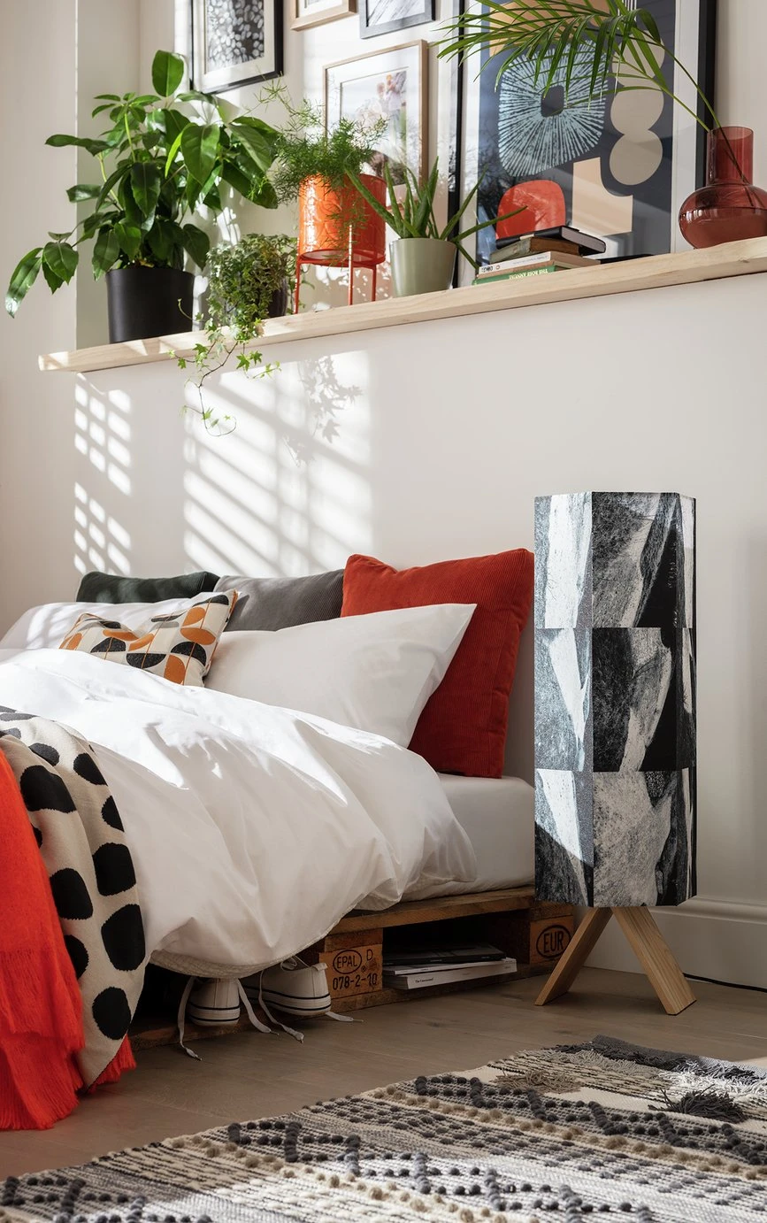 Habitat Whiteleaf Printed Column Floor Lamp - Black & White 11 Habitat Whiteleaf Printed Column Floor Lamp - Black & White - Image 11