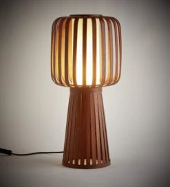 Habitat Achille Bamboo Table Lamp - Walnut & White -Habitat Store 9202414 R Z002C