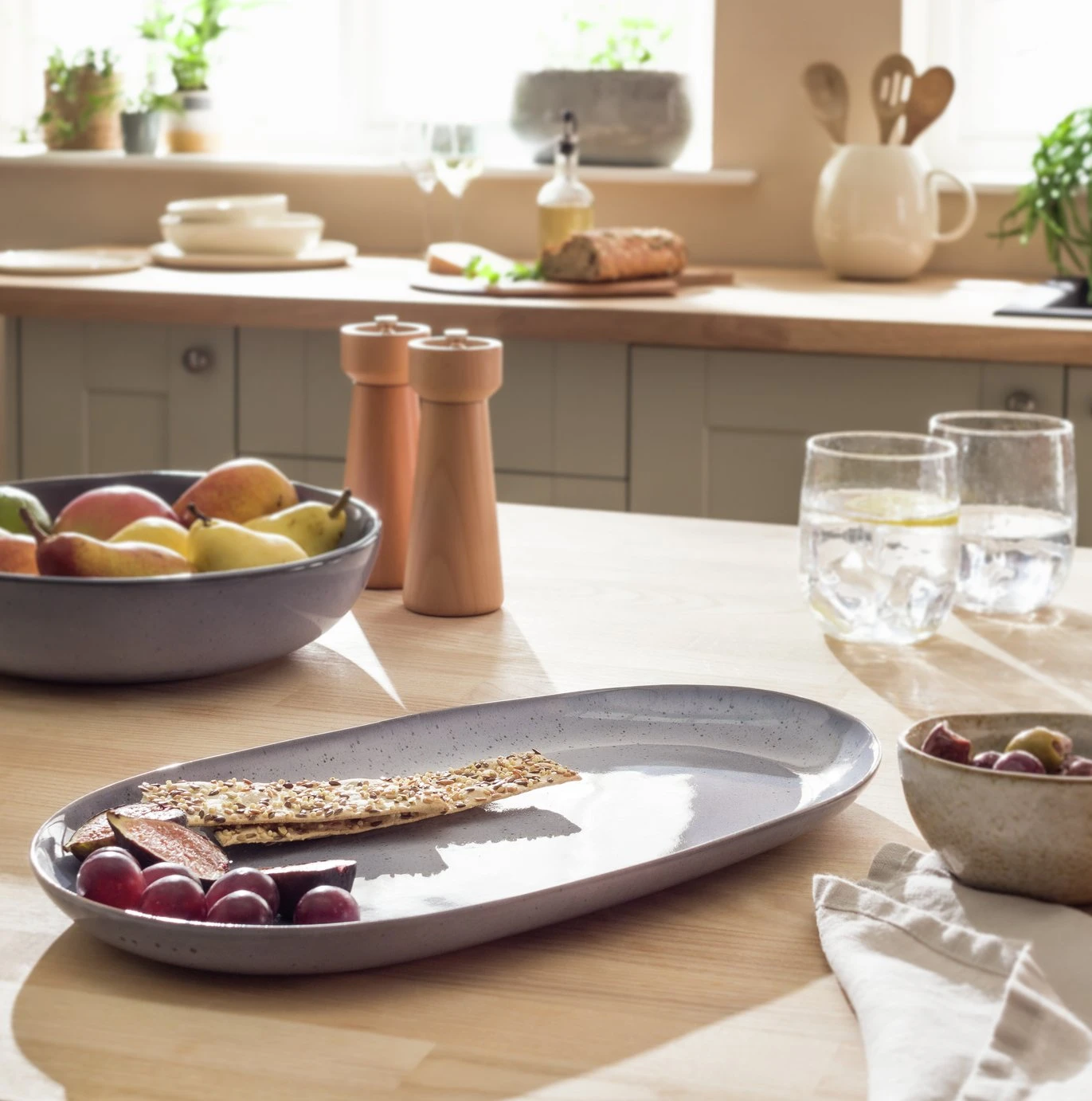 Habitat Evora Stoneware Serving Platter - Blue 2 Habitat Evora Stoneware Serving Platter - Blue - Image 2