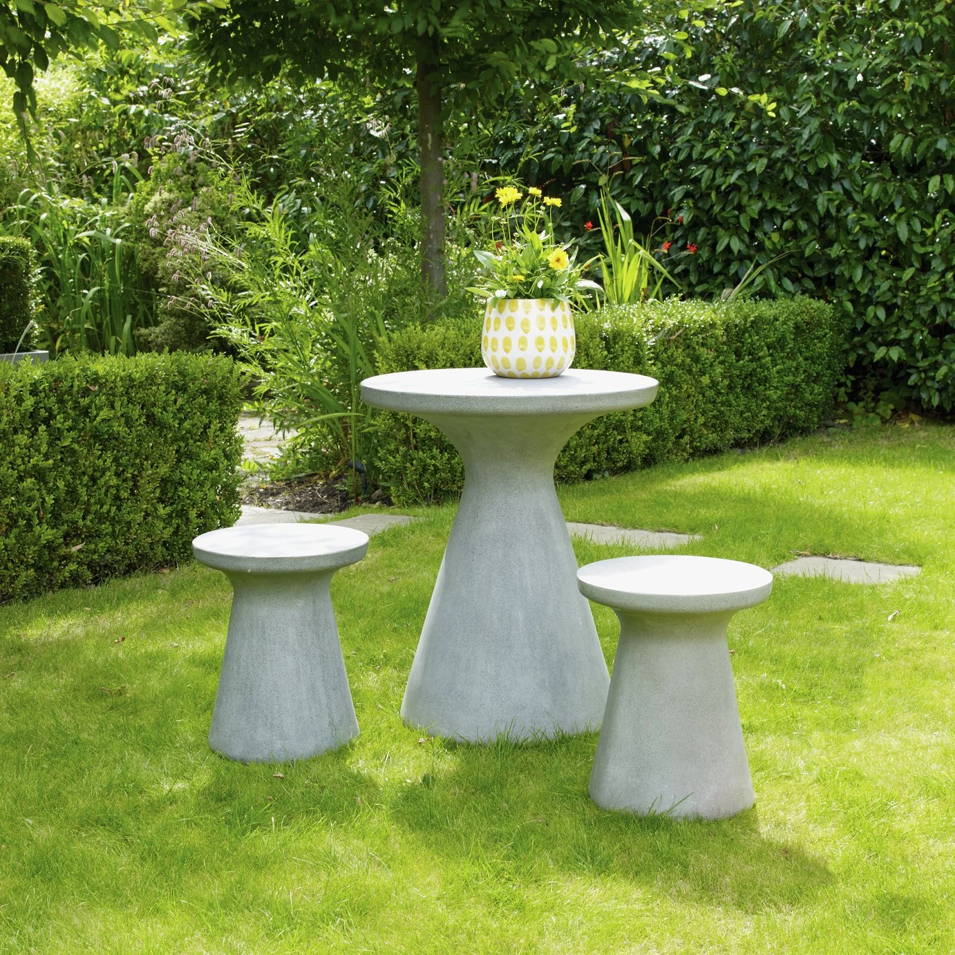 Habitat Milton 2 Seater Fibrestone Garden Bistro Set - Grey 2 Habitat Milton 2 Seater Fibrestone Garden Bistro Set - Grey - Image 2