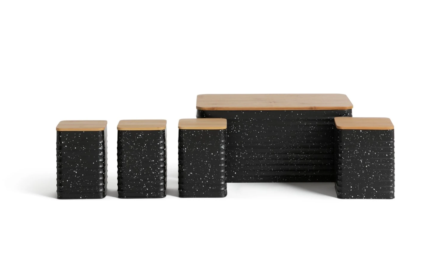 Habitat Set Of 5 Speckle Bamboo Storage - Black 1 Habitat Set Of 5 Speckle Bamboo Storage - Black