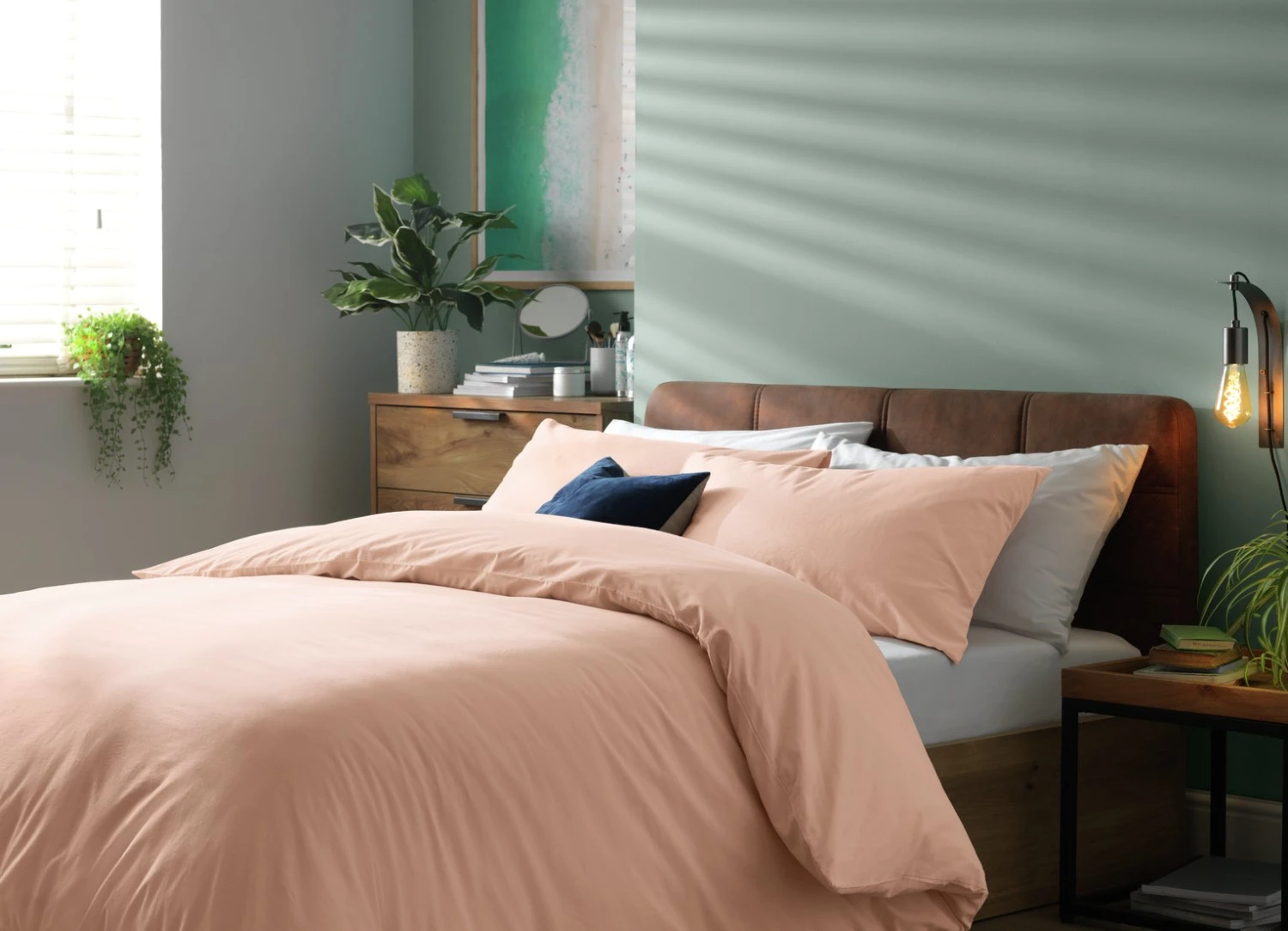 Habitat Stonewashed Cotton Plain Blush Bedding Set - Double 2 Habitat Stonewashed Cotton Plain Blush Bedding Set - Double - Image 2