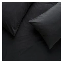 Habitat Washed Plain Charcoal Fitted Sheet - Double -Habitat Store 9230280 R Z002A