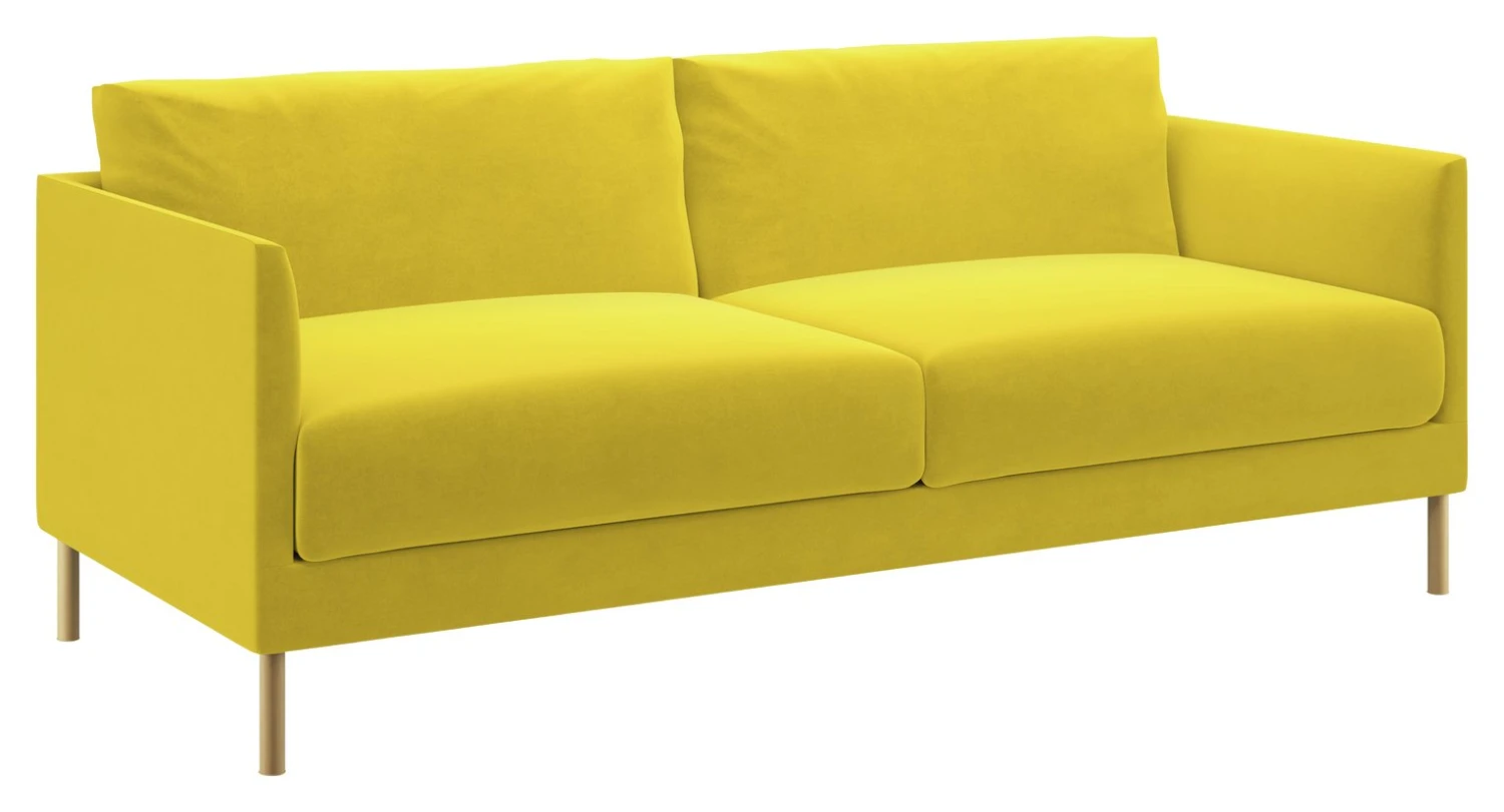 Habitat Hyde Velvet 3 Seater Sofa - Yellow 7 Habitat Hyde Velvet 3 Seater Sofa - Yellow - Image 7
