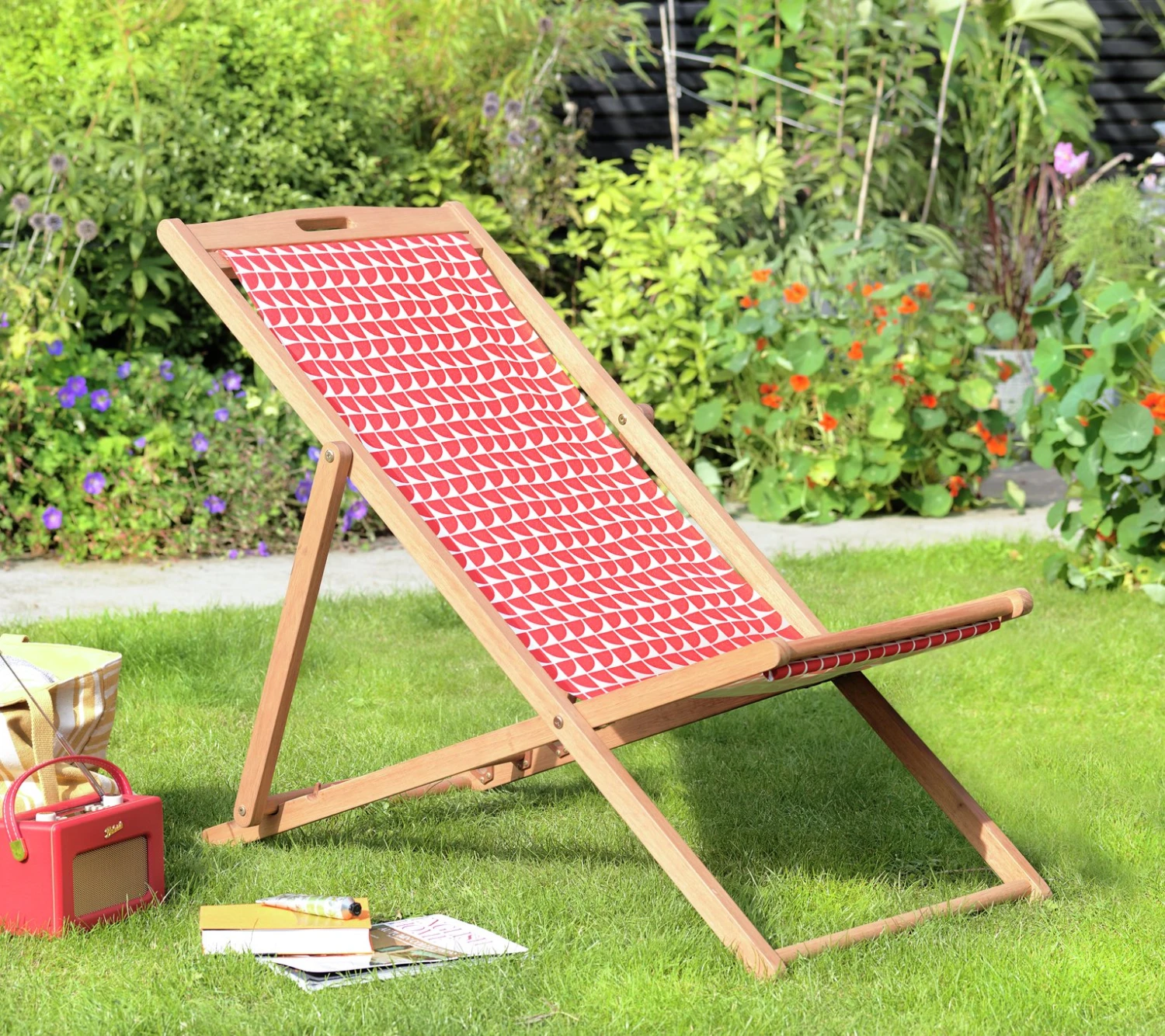 Habitat Folding Wooden Garden Deck Chair - Grey 2 Habitat Folding Wooden Garden Deck Chair - Grey - Image 2