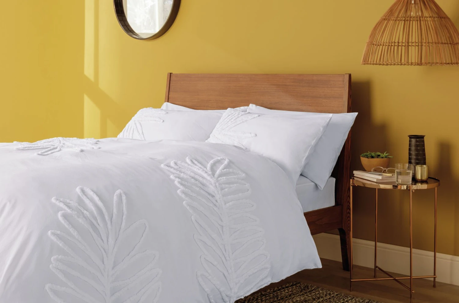 Habitat Cotton Tufted Leaf White Bedding Set - Double 5 Habitat Cotton Tufted Leaf White Bedding Set - Double - Image 5