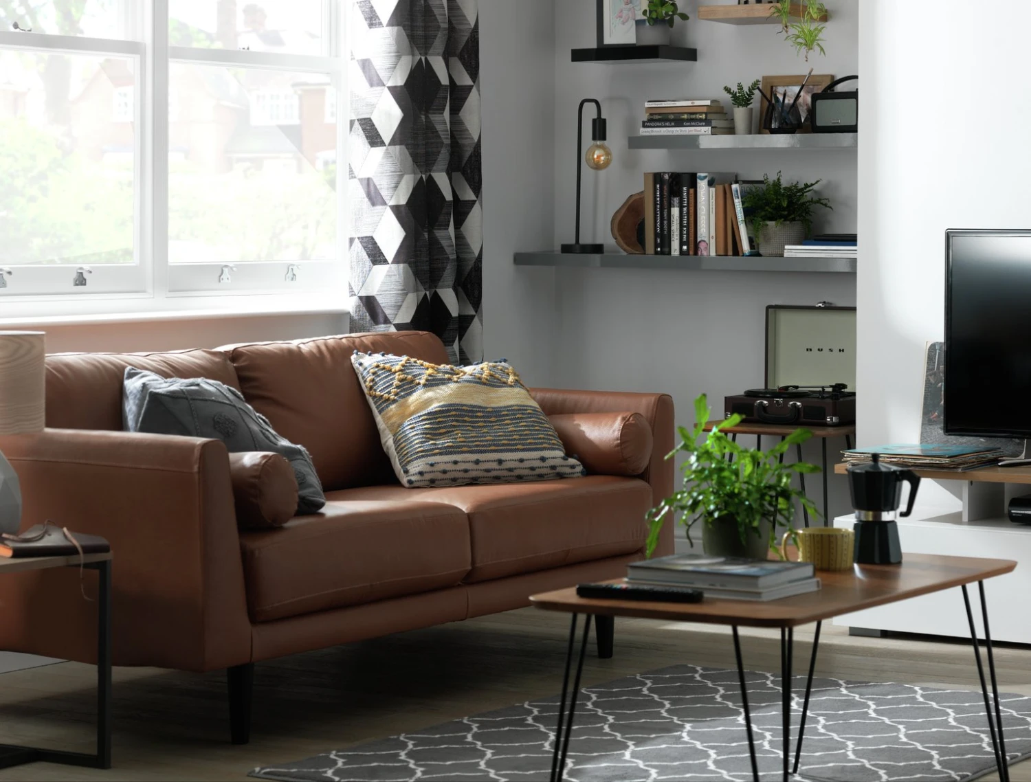 Habitat Jackson Leather 3 Seater Sofa - Tan 2 Habitat Jackson Leather 3 Seater Sofa - Tan - Image 2