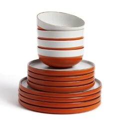 Habitat 12 Piece Stoneware Dinner Set - Rust Speckle 8 Habitat 12 Piece Stoneware Dinner Set - Rust Speckle -Habitat Store 9361173 R Z002A