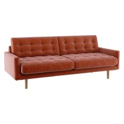 Habitat Fenner Velvet 3 Seater Sofa - Orange 11 Habitat Fenner Velvet 3 Seater Sofa - Orange -Habitat Store 9374232 R Z002A