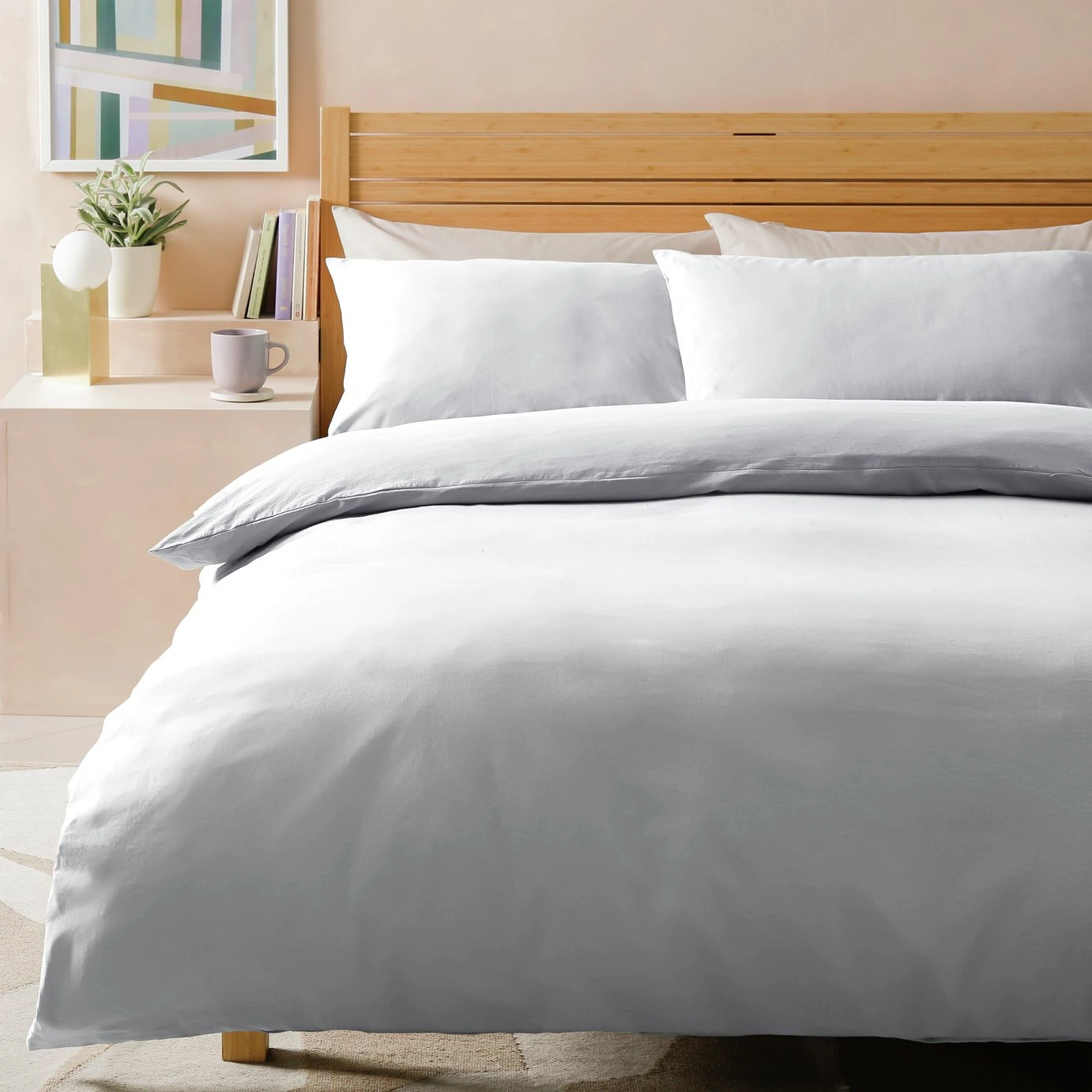 Habitat Stonewashed Cotton Plain White Bedding Set - Single 1 Habitat Stonewashed Cotton Plain White Bedding Set - Single