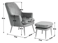 Habitat Celine Velvet Wingback Chair With Footstool-Charcoal -Habitat Store 9401019 R E001