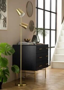 Habitat Iras Brass 2 Light Floor Lamp - Gold