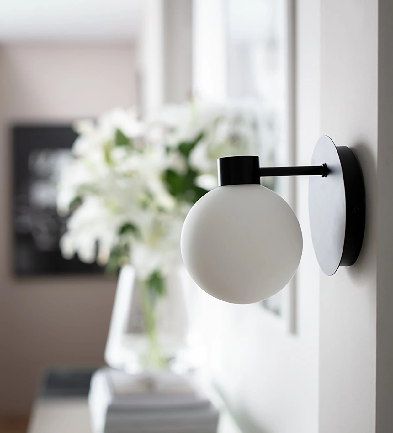 Habitat Salarino Opal Glass Bathroom Wall Light - Black 4 Habitat Salarino Opal Glass Bathroom Wall Light - Black - Image 4