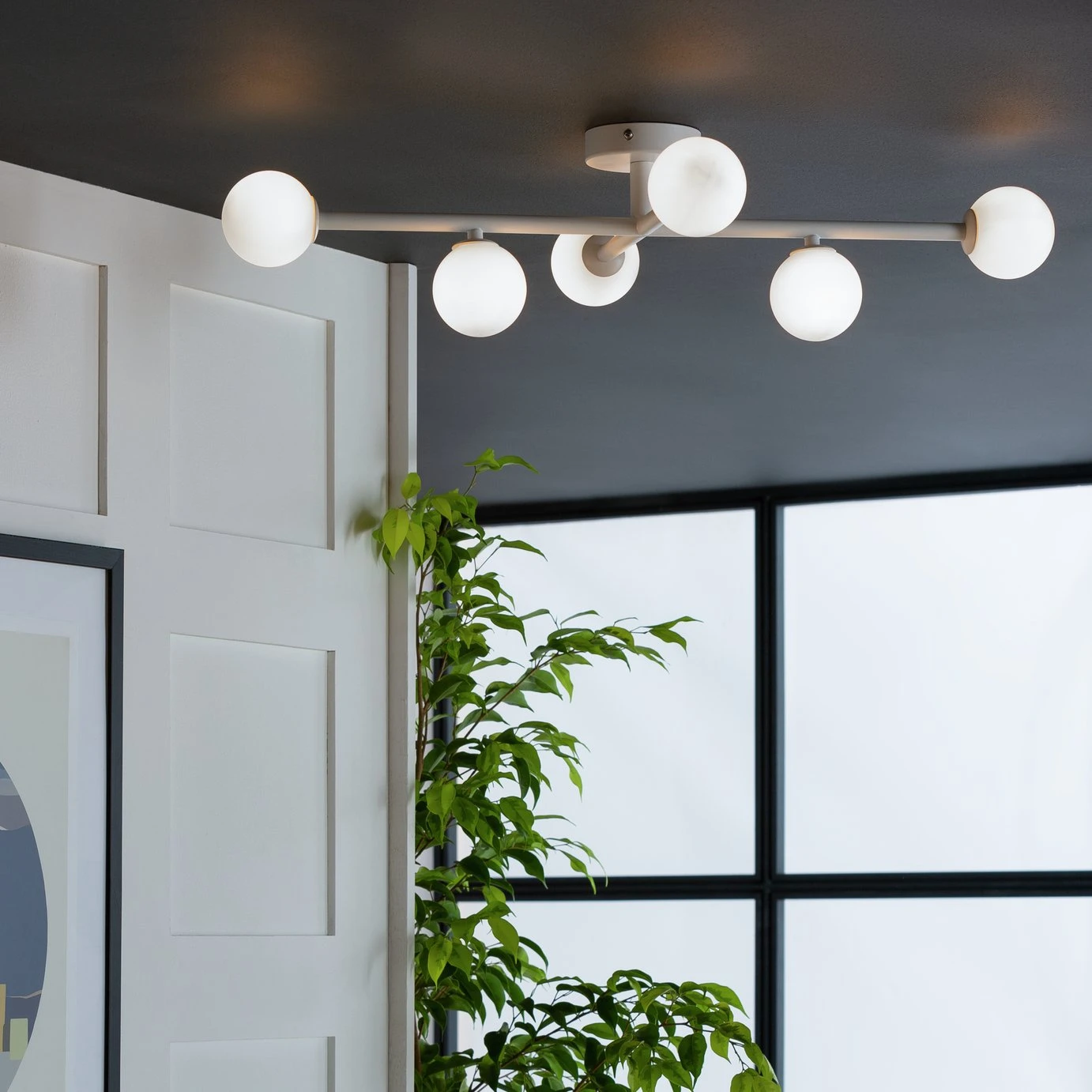 Habitat Alonso 6 Light Flush To Ceiling Light - White 1 Habitat Alonso 6 Light Flush To Ceiling Light - White